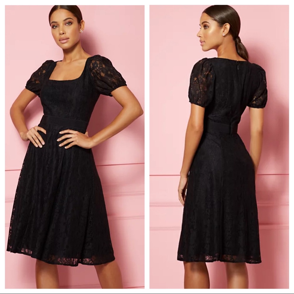 NY & Co - Eva Mendes - Rosalita Black Lace Fit & Flare A-Line Dress, Size 4 P